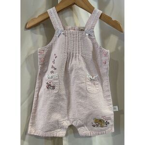 Classic Pooh By Disney Pink Overalls Romper & Matching Shirt Embroidered 3 Month
